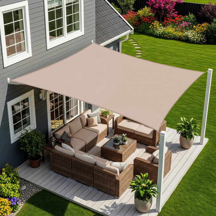 Sunnylaxx 2.5x3.5m Sonnensegel Rechteckig, Wasserdicht Sonnenschutz Sunsegel Color Taupe, 95% UV-Sch