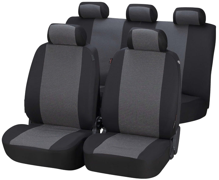 Walser Autositzbezug Pineto Komplettset, Universal Autoschonbezüge schwarz-grau, Sitzbezüge Polyeste