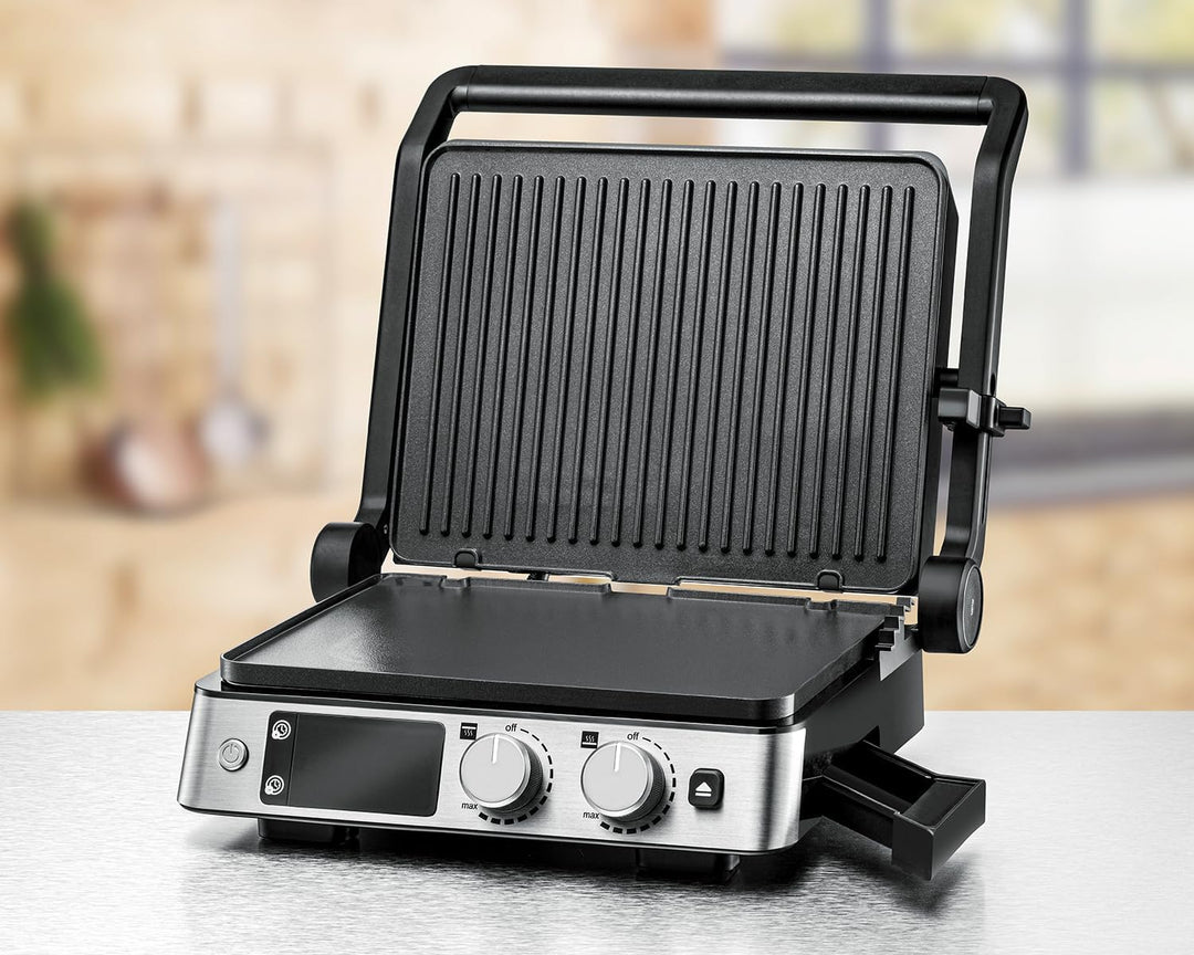 ROMMELSBACHER Kontaktgrill KG 2025, Kontakt- und Flächengrill, getrennt regelbare Grillflächen, kera