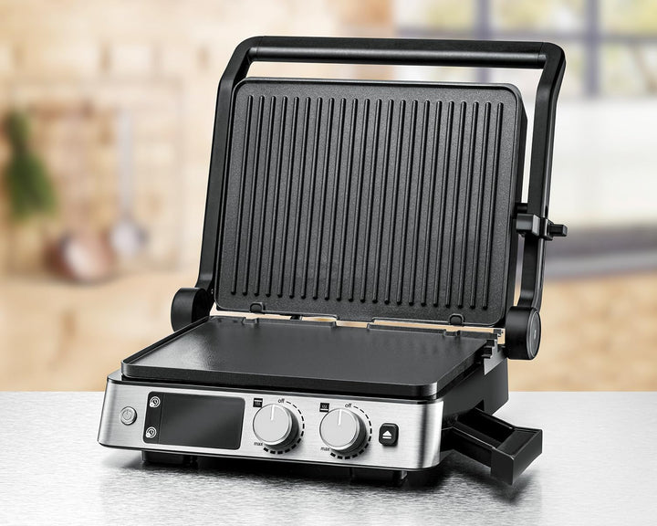 ROMMELSBACHER Kontaktgrill KG 2025, Kontakt- und Flächengrill, getrennt regelbare Grillflächen, kera