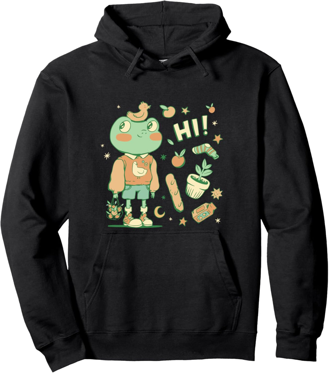 Niedlicher Kawaii-Frosch im tschechischen Illustrationsstil Pullover Hoodie