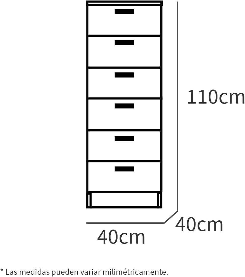Muebles Pitarch | Hochkommode 6 Schubladen mit Metallführungen, Schlafzimmerkommode, Cambrian Eiche,
