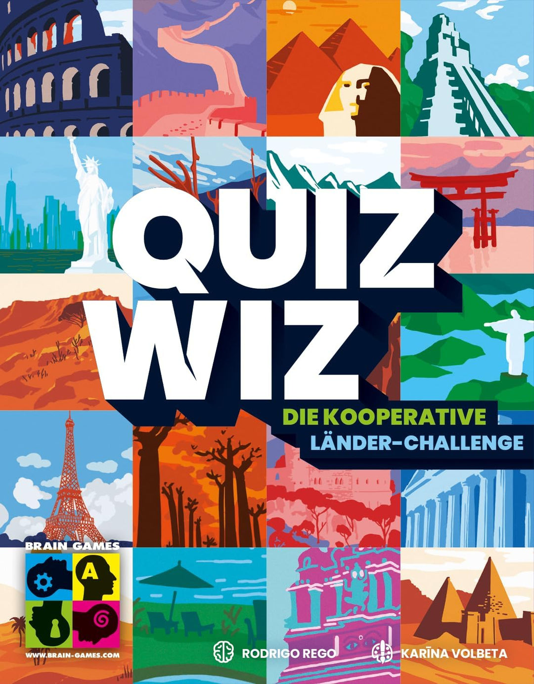 Brain Games, QuizWiz: Die kooperative Länder-Challenge, Familienspiel, Kartenspiel, 1-5 Spieler, ab
