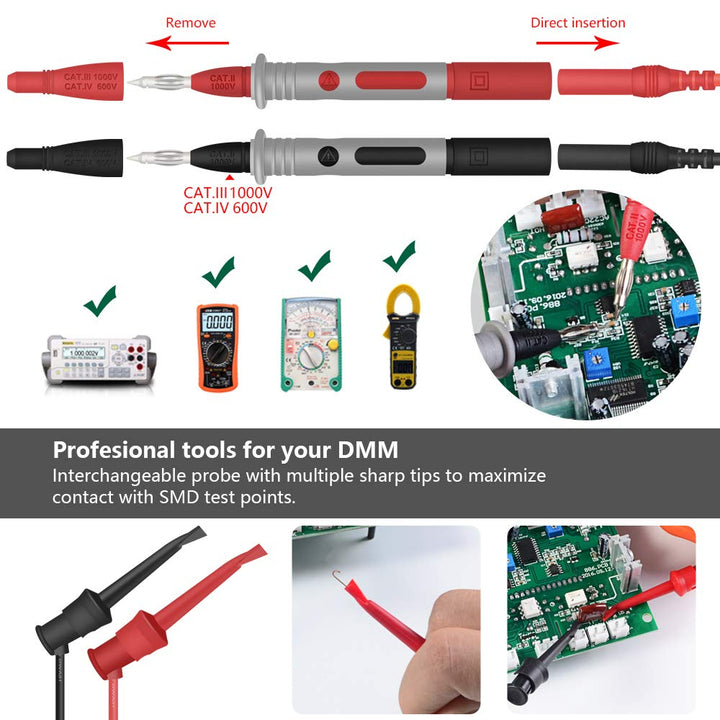Messleitungen, messleitungen für multimeter, Messleitungen Prüfkabel Set mit Prüfspitzen, Multimeter