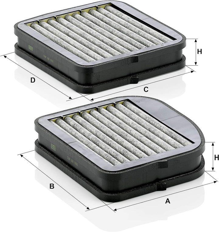 MANN-FILTER CUK 22 000-2 Innenraumfilter – Kabinenluftfilter Satz (2er Set) mit Aktivkohle – Für PKW