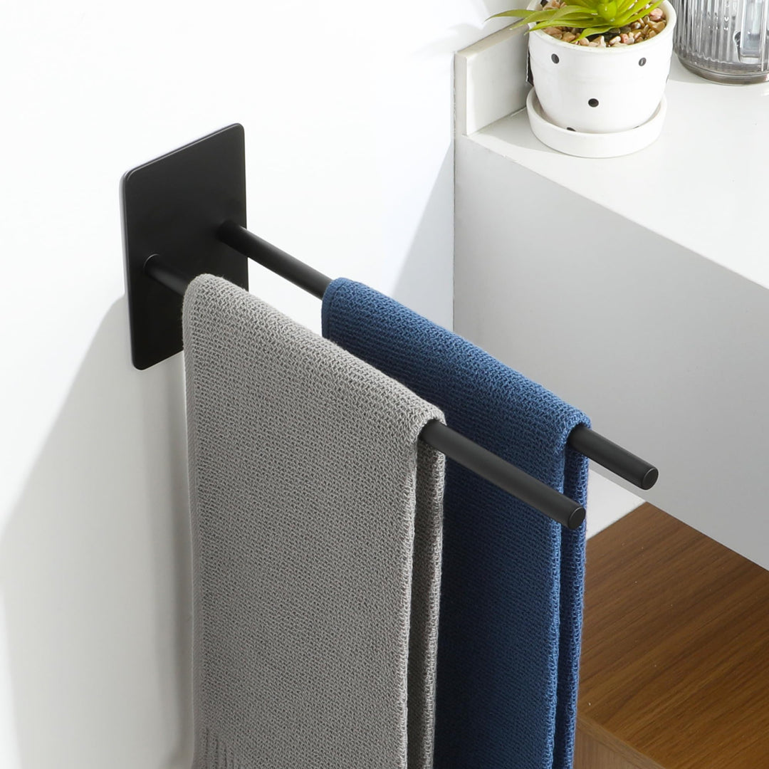 SAYAYO Handtuchhalter Ohne Bohren Handtuchhalter Schwarz Matt Handtuchstange Selbstklebend Zweiarmig