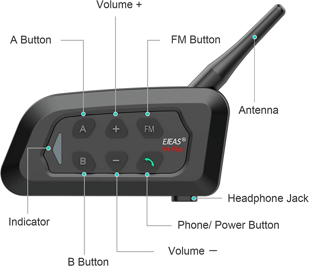 EJEAS V4C Plus Professionelles Fussball-Schiedsrichtersprechgerät, Bluetooth-Headset, 1200 m, 4 Pers