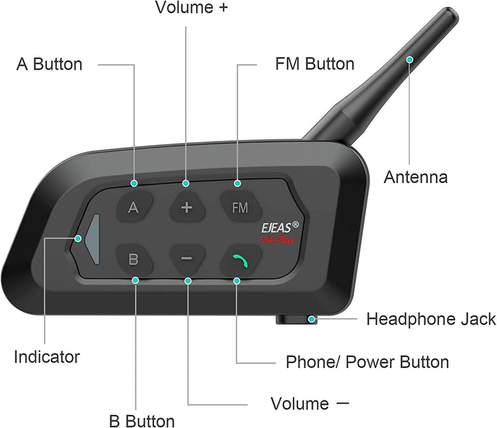EJEAS V4C Plus Professionelles Fussball-Schiedsrichtersprechgerät, Bluetooth-Headset, 1200 m, 4 Pers