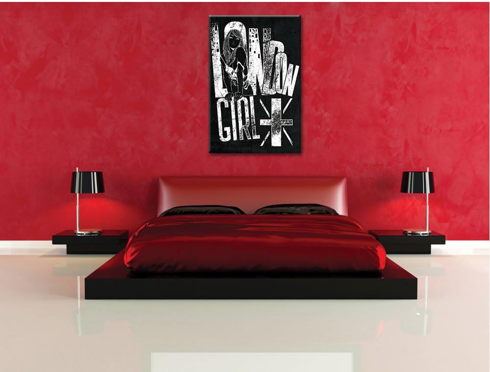 Dark London-Girl black Bild auf Leinwand, XXL riesige Bilder fertig gerahmt mit Keilrahmen, Kunstdru
