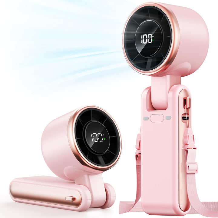 SWEETFULL Tragbarer Turbo Handventilator Akku Aufladbar, 9m/s Hohe Geschwindigkeit,Mit 5 Geschwindig