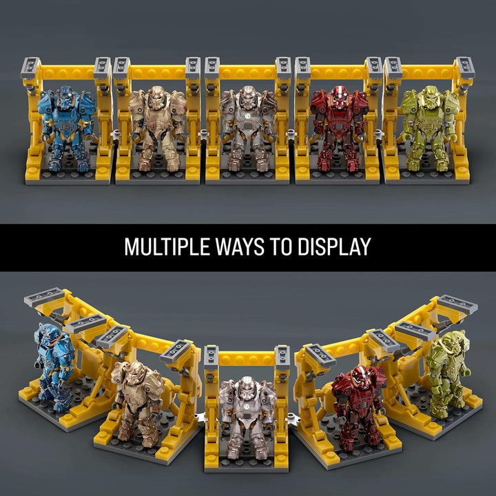 MEGA Fallout Actionfigur Bauspielzeug, T-60 Power Armor Collection mit 327 Teilen, 5 Mikro-Actionfig