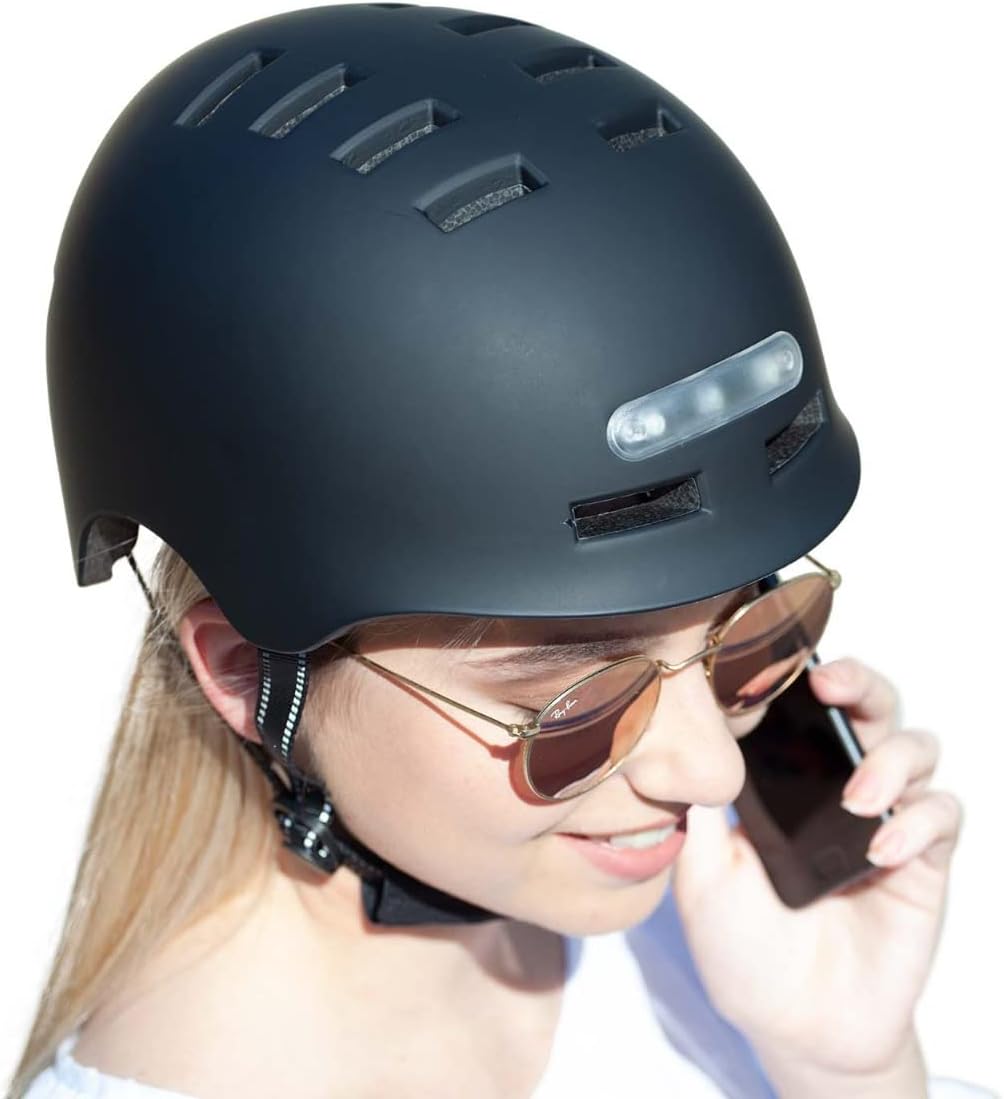 MOLTO - LED-Helm für Erwachsene mit Front- und Rücklicht, ideal für Elektroroller, Fahrräder, Roller