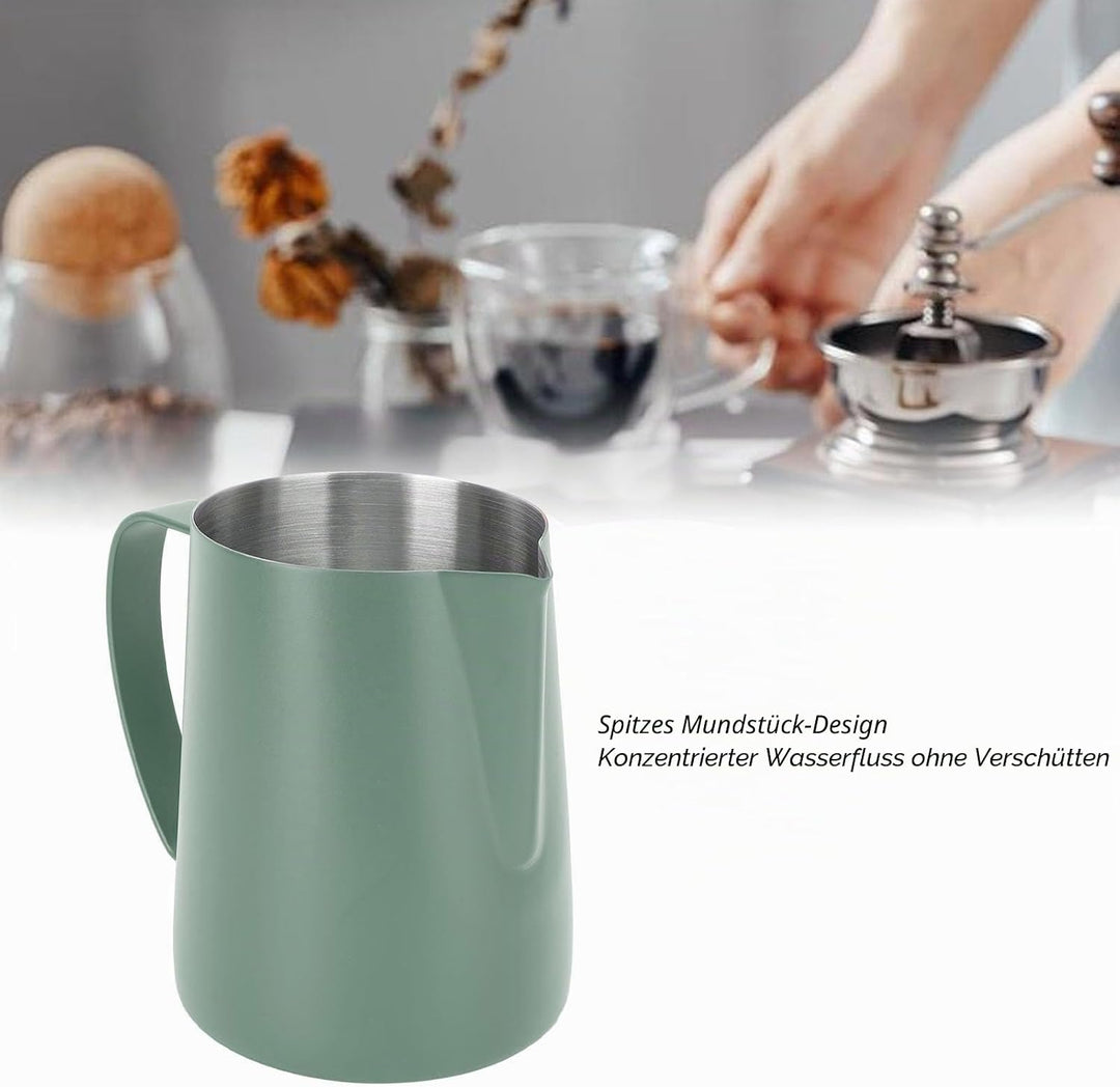 Milchkännchen Edelstahl 480ml, Milchaufschäumkrug Espresso Dampfkrug, Milchaufschäumbecher Milch Pit