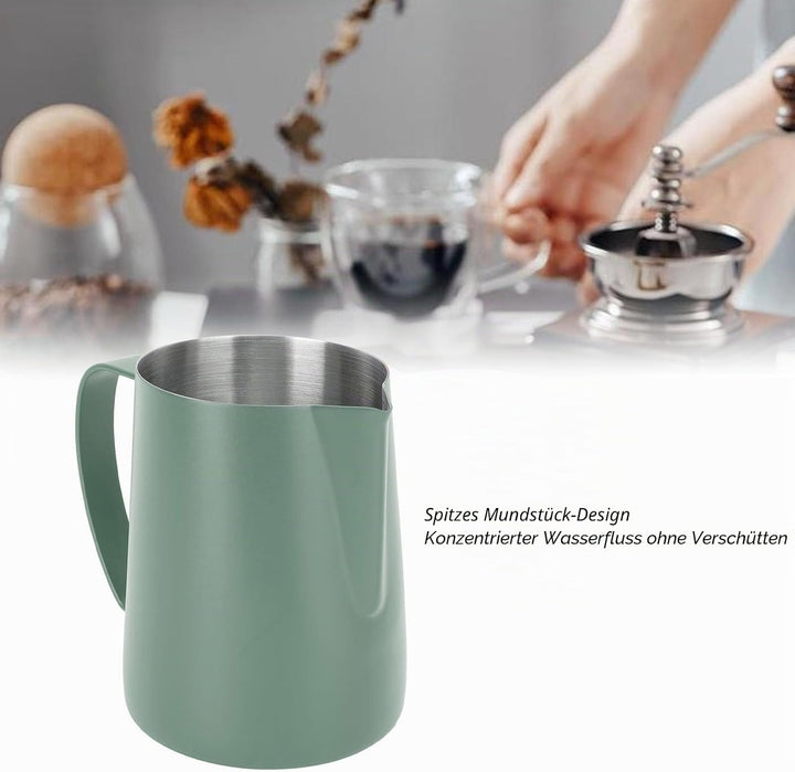 Milchkännchen Edelstahl 480ml, Milchaufschäumkrug Espresso Dampfkrug, Milchaufschäumbecher Milch Pit