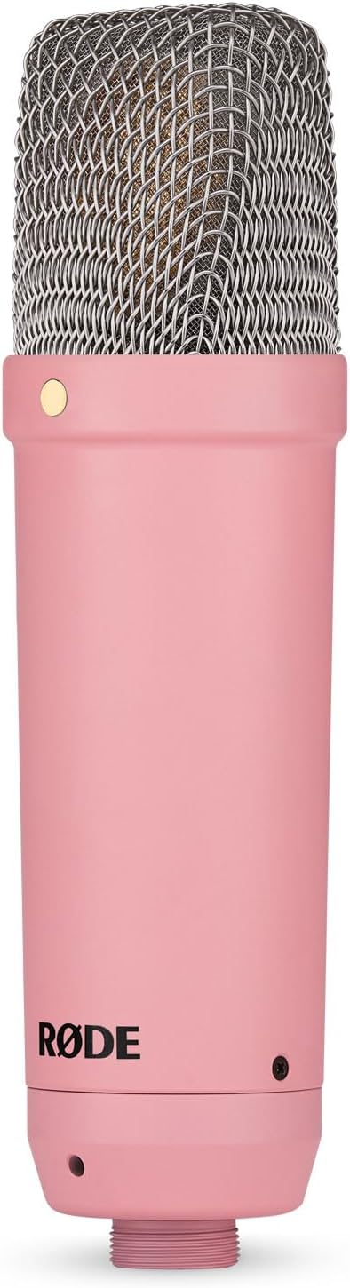 Rode NT1 Signature Pink Studio-Mikrofon + keepdrum Mikrofonständer mit Mikrofonständer Pink, mit Mik