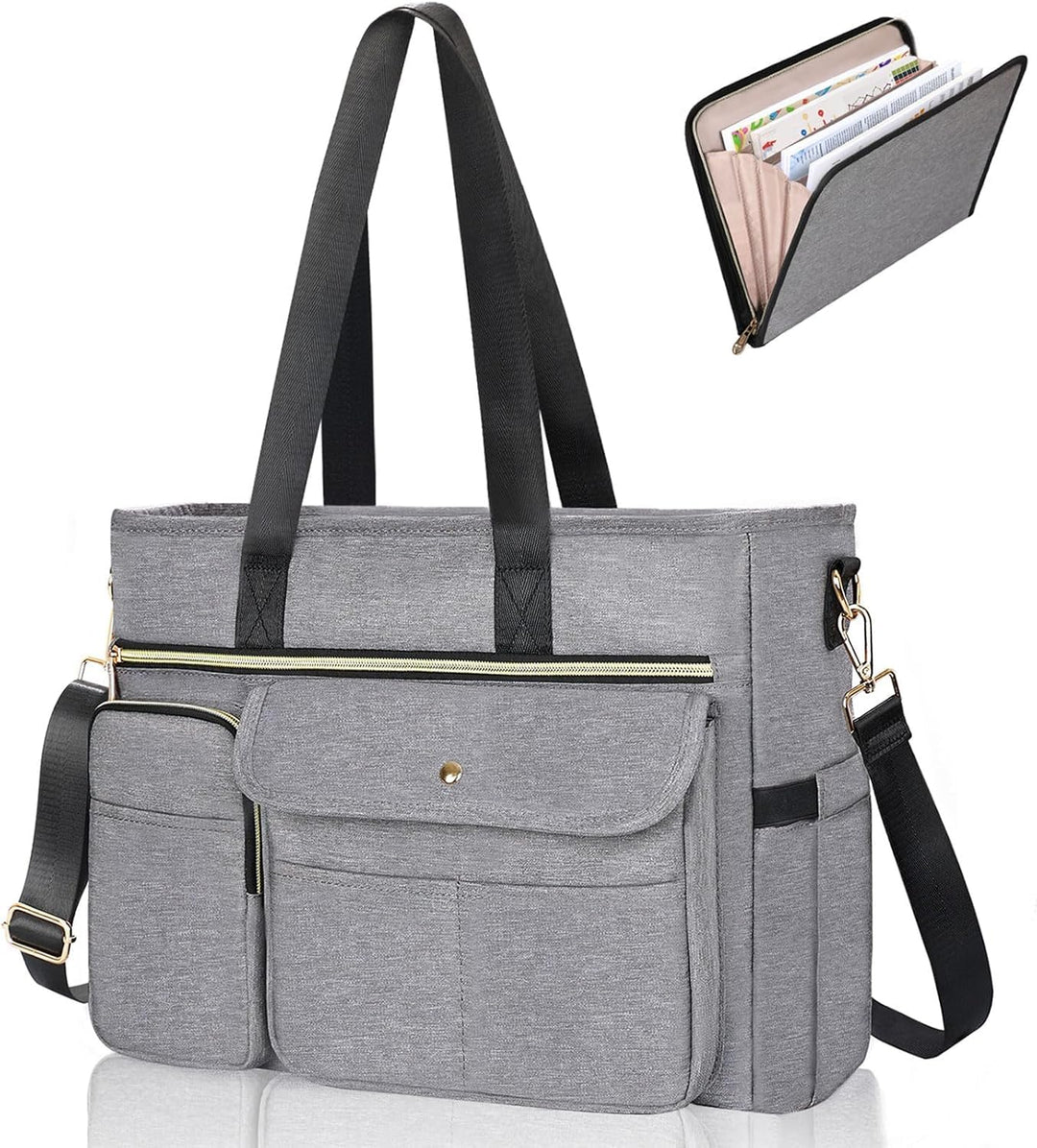 ESTARER Lehrertasche mit Erweiterter Aktenordnertasche,Arbeitstasche mit Fächern für Laptop,Tragbare