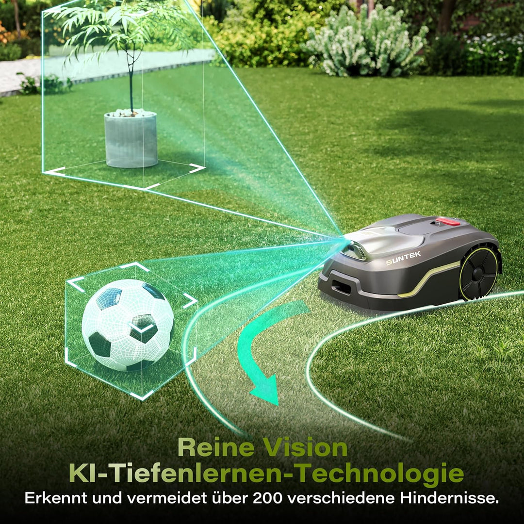 SUNTEK Mähroboter ohne Begrenzungskabel für 500 m², KI Pure Vision Rasenmäher Roboter mit automatisc