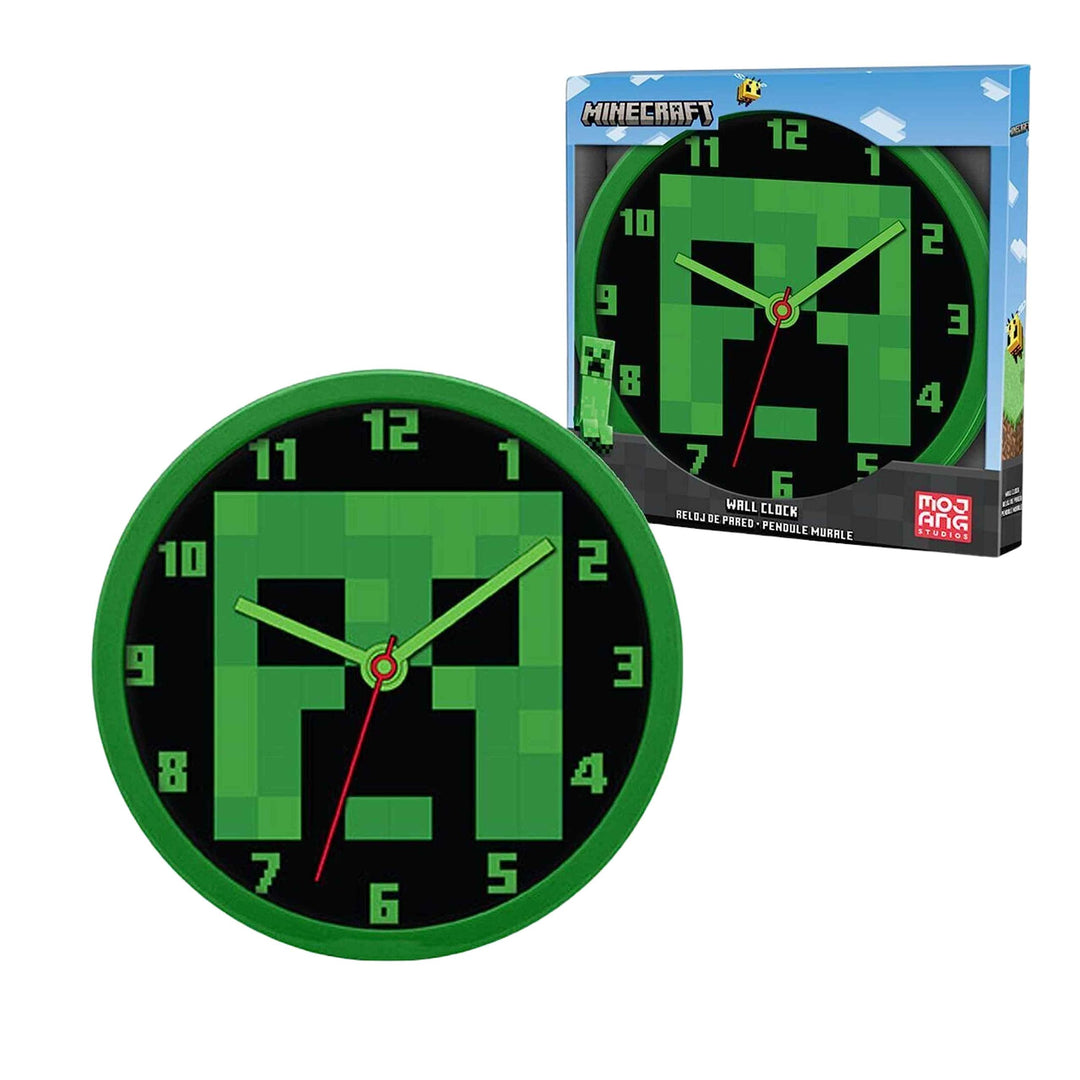 SRV Hub Minecraft Kinder-Wanduhr, 25 cm, minimaler Sound, Wanduhr für Kinder, Lernzeit, buntes Ziffe