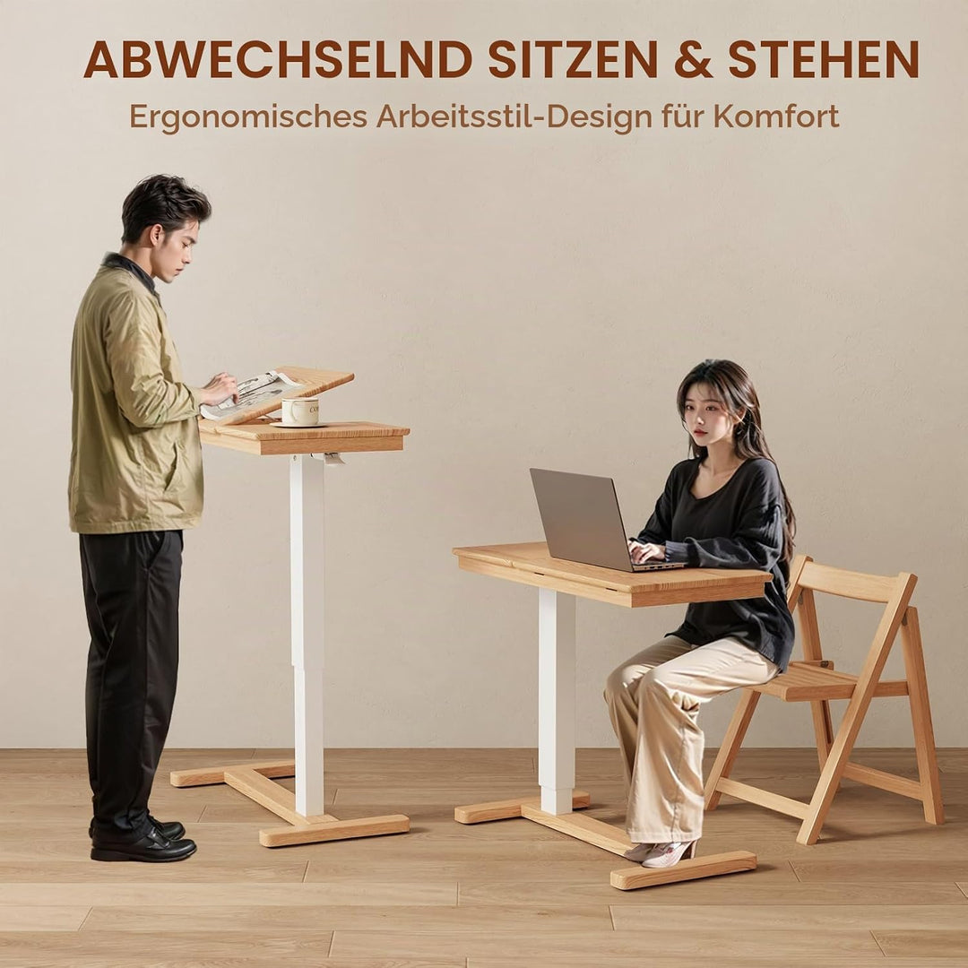 YQJJGL Massivholz-Beistelltisch mit Rollen, mobiler Stehtisch, 80 × 40 cm grosse Tischplatte, verste