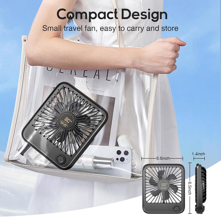 Dealswin Tischventilator Leiser Mini Ventilator mit Stufenlosem 1-100 Regler & LED-Anzeige, 3600mAh