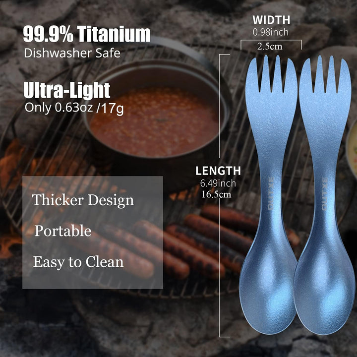 OUTXE Titan Ultra Lightweight Camping Utensil, umweltfreundlicher Spork für Rucksacktouren, Wandern,