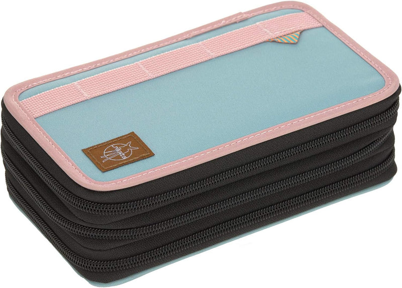 LÄSSIG Federmäppchen befüllt 20-teilig School Triple Pencil Case Unique Rose/Blue/Black