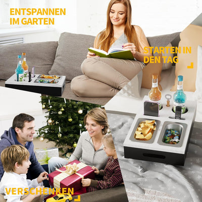 Couchbar, Sofa Organizer auf dem Beistelltische Couchtisch, Couchbar Holz als Bier Geschenke für Män