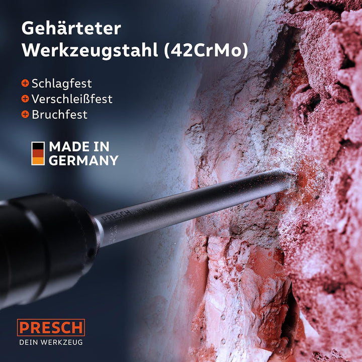 Presch SDS-plus Spitzmeissel - Extrem robuste, langlebige Spitze - Für alle Durchbrucharbeiten (250m