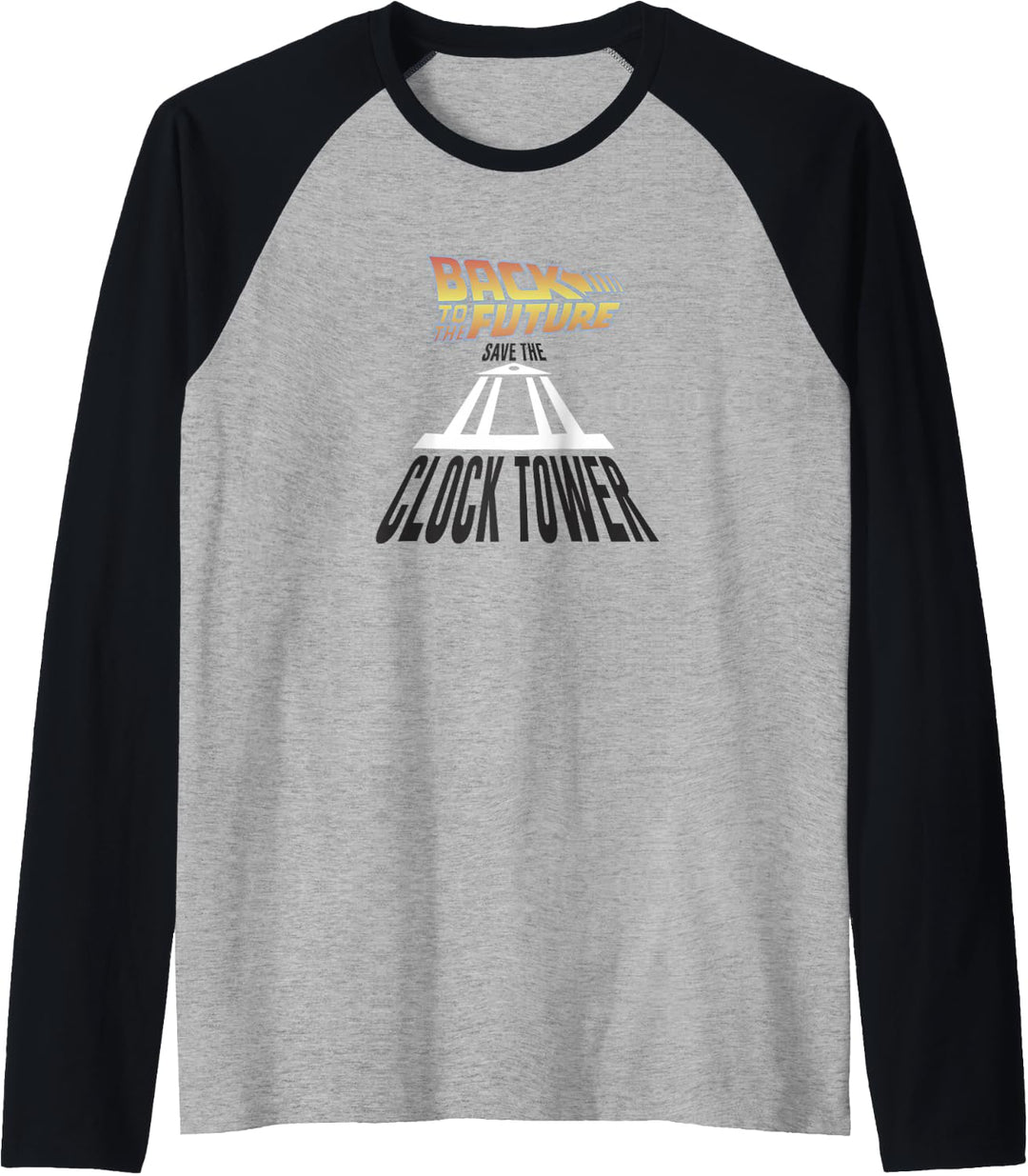 Back To The Future Save The Clock Tower Stretched Logo Raglan