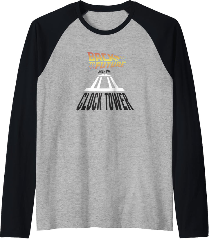 Back To The Future Save The Clock Tower Stretched Logo Raglan
