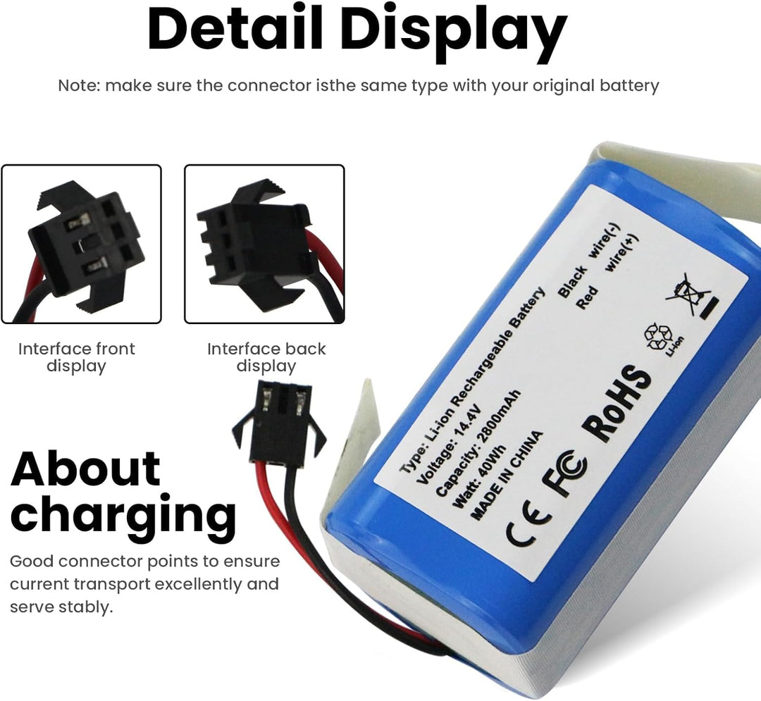 ANTIEE Battery Compatible with Robot Ionvac SmartClean 2000 Robovac 7687 7688, Coredy R750 Tesvor S6