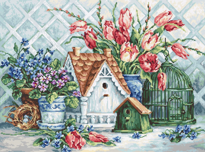 Luca-S Kreuzstich Set"Malerische Nachbarschaft", Zählmuster, 38x28cm
