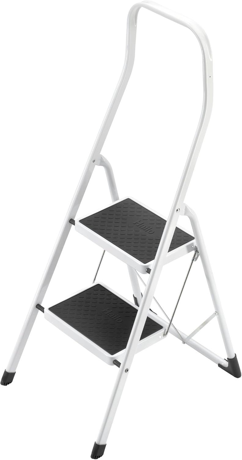 Hailo Safety, Stahl-Klapptritt, 2 Stufen, hoher Sicherheitshaltebügel, Klappsicherung, belastbar bis
