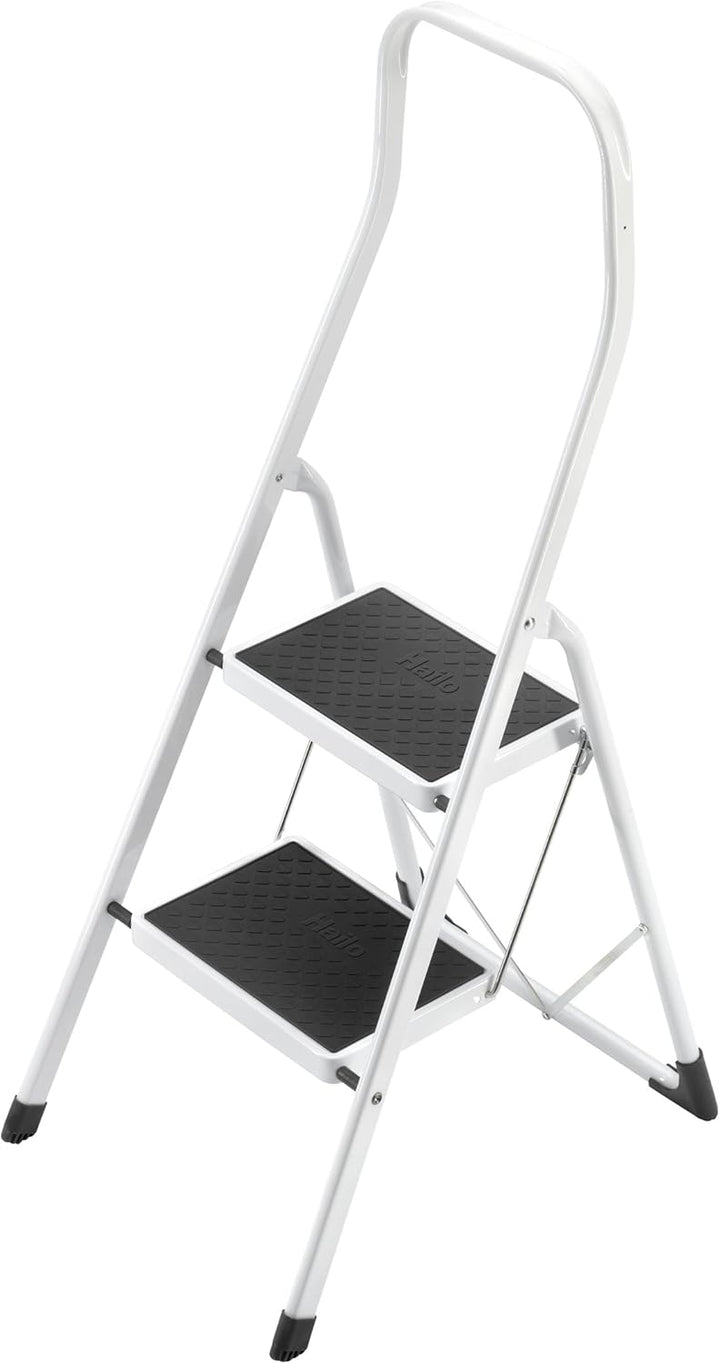 Hailo Safety, Stahl-Klapptritt, 2 Stufen, hoher Sicherheitshaltebügel, Klappsicherung, belastbar bis