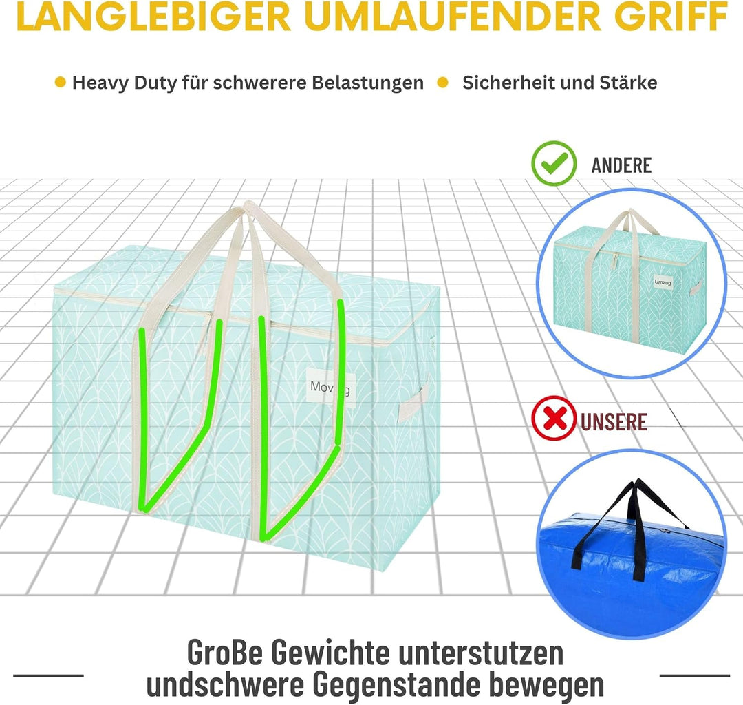 VENO 102 Liter Grosse Aufbewahrungstasche, Aufbewahrungsbox mit Deckel, Starke Griffe Umzugstaschen