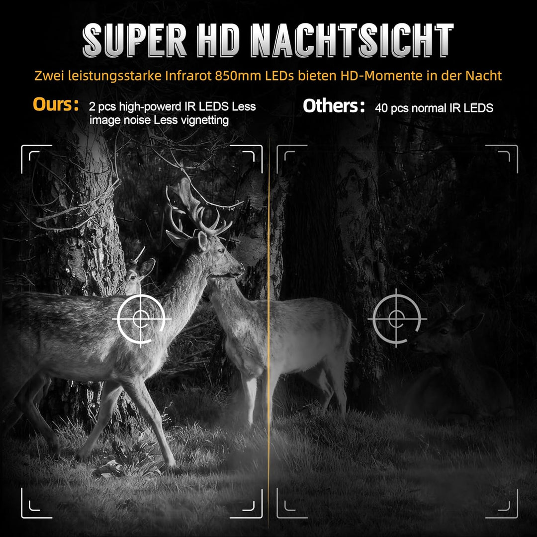 8K Solar-Wildkamera mit unbegrenzter kostenloser App, 7800mAh Akku, 850nm Nachtsicht, 0,1S Bewegungs