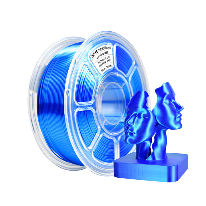 iBOSS PLA+Silk Filament Blau, Glanzendes Metallisches Seiden-3D-Filament1,75mm,Robustes PLA Pro 3D-D