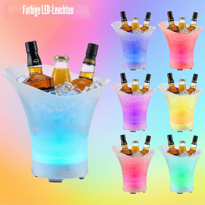 LED Sektkühler 5L, 2pcs Champagner Kühler, Sektkühler mit Automatischem RGB-Farbwechsel und Bluetoot