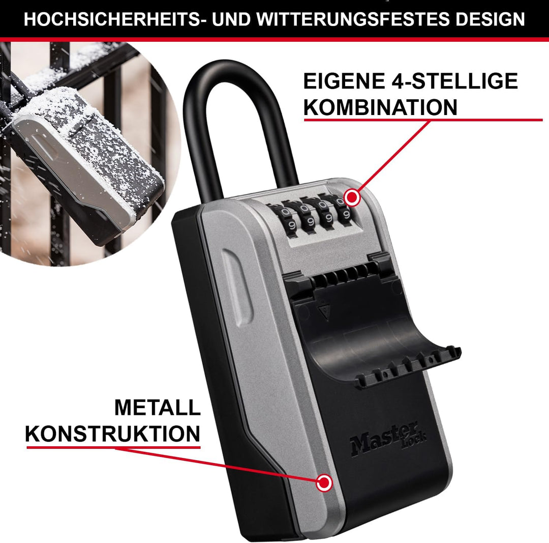 Master Lock Schlüsseltresor mit neuem innovativen Design, Bügel, grossem Fassungsvermögen, hoher Sic
