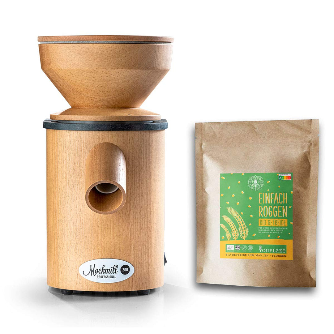 Getreidemühle Mockmill Professional 200 | frisches Mehl | Made in Germany |+ 2,5 kg Bio Roggen Profe