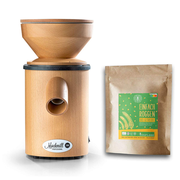 Getreidemühle Mockmill Professional 200 | frisches Mehl | Made in Germany |+ 2,5 kg Bio Roggen Profe