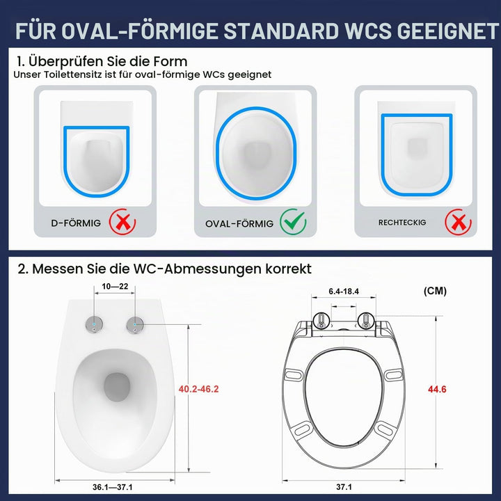 YEAUPE PRO Toilettendeckel mit Absenkautomatik O Form, WC-Sitz mit Quick-Release-Funktion und Softcl