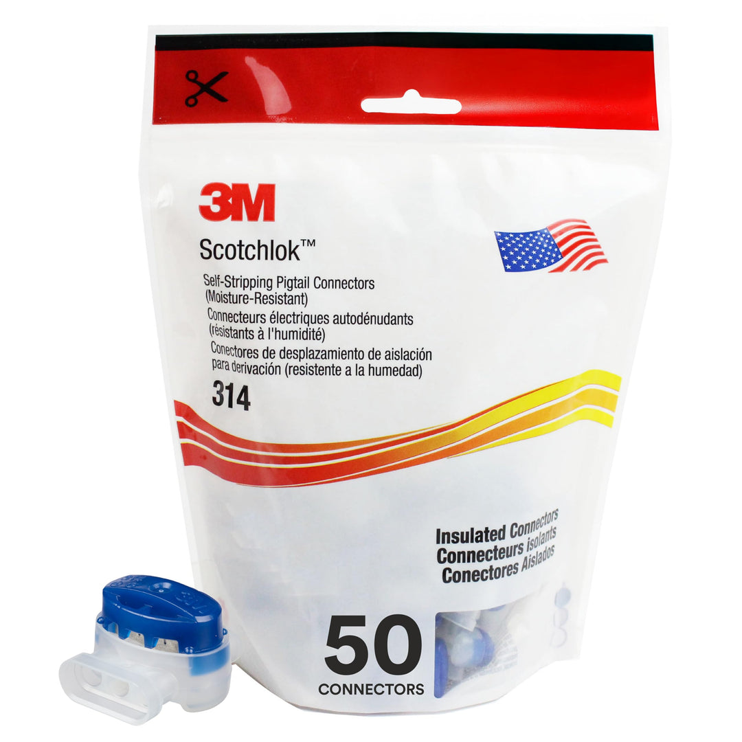 3M 314 Scotchlok Feuchtigkeitsgeschützter Verbinder, maximal 0,5 mm² bis 1,5 mm², Blau (50-er Pack)