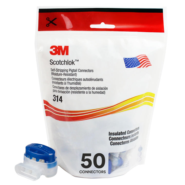 3M 314 Scotchlok Feuchtigkeitsgeschützter Verbinder, maximal 0,5 mm² bis 1,5 mm², Blau (50-er Pack)