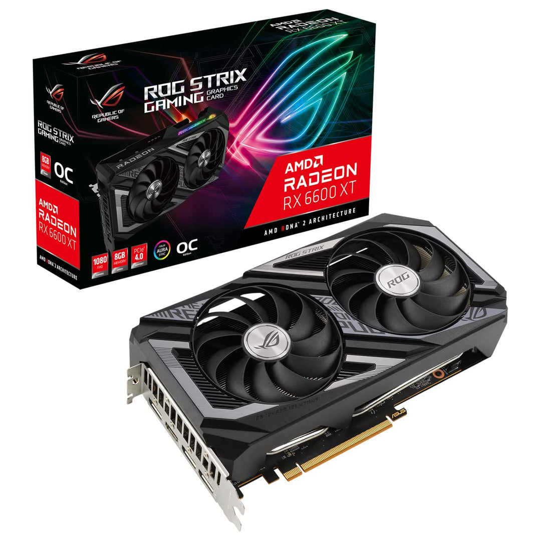 ASUS ROG Strix AMD Radeon RX 6600XT OC Gaming Grafikkarte (8GB GDDR6, PCIe 4.0, Aura Sync, HDMI 2.1,