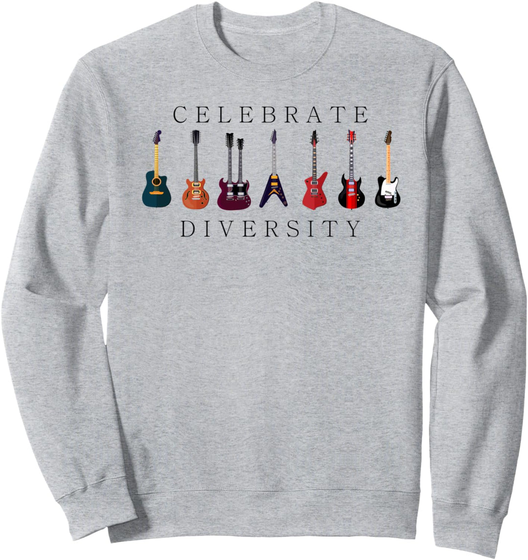 Lustige Gitarre feiert Vielfalt Vintage-Musik-Geschenk Sweatshirt