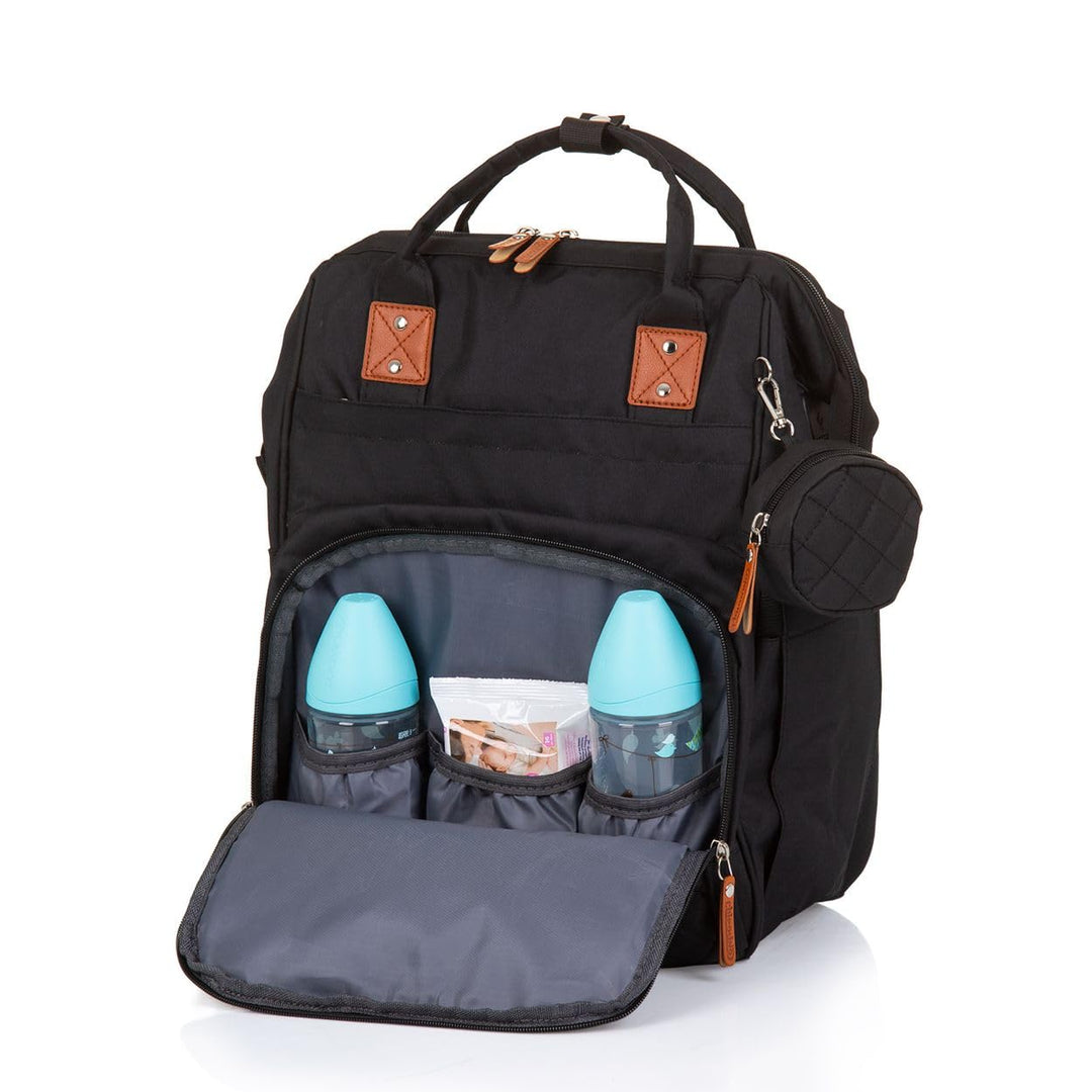 Chipolino Wickeltasche, Kinderwagen Rucksack Reissverschluss Schnullertasche, Farbe:schwarz, Schwarz