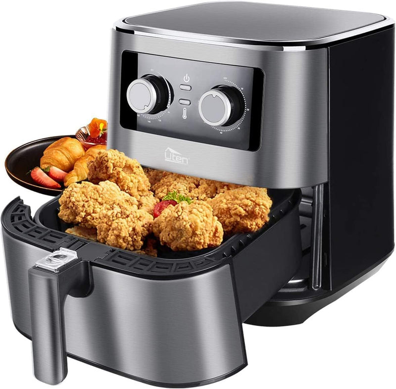 Uten Heissluftfritteuse, 5.5L XXL Airfryer heissluftfriteuse 1700W Friteuse, Timer, Antihaft-Bratkor