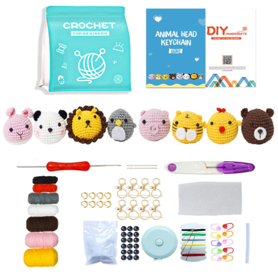 GCFTIFF Häkelset für Anfänger, Häkeln Sie Ihre eigenen 8 PCS Tiere, Häkelset für Anfänger mit Schrit
