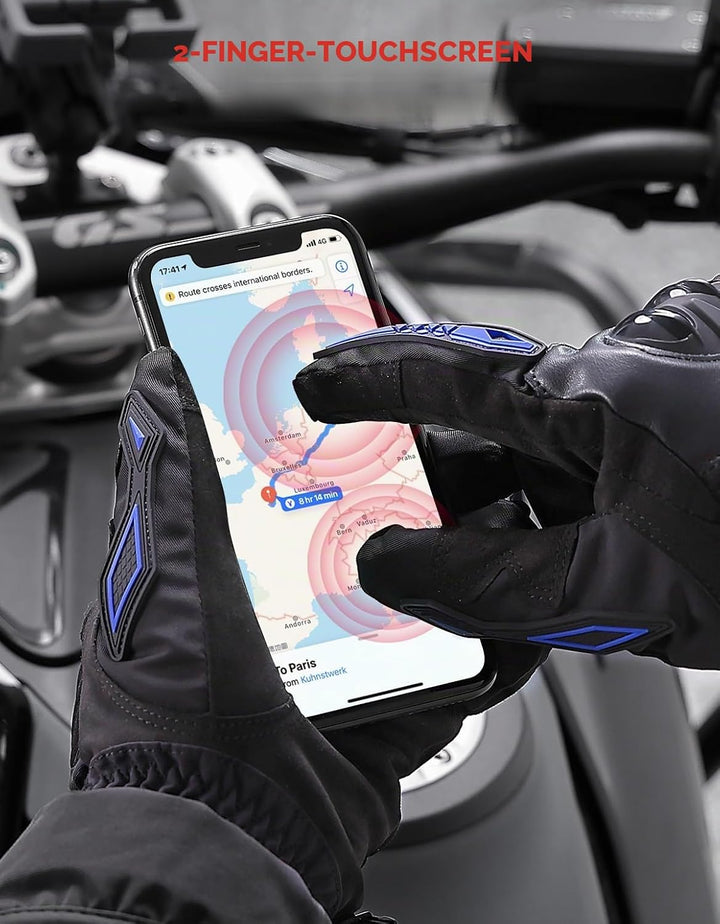 KEMIMOTO Winter Motorradhandschuhe - Winddichte Motorrad Handschuhe mit Touchscreen-Funktion, Warme